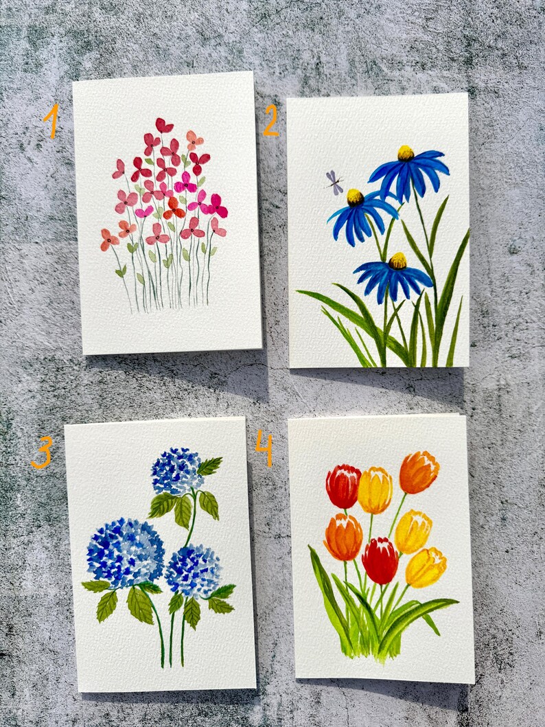 Set of Original Hand Painted Watercolor Cards 4 or 8, All Occasion ...
