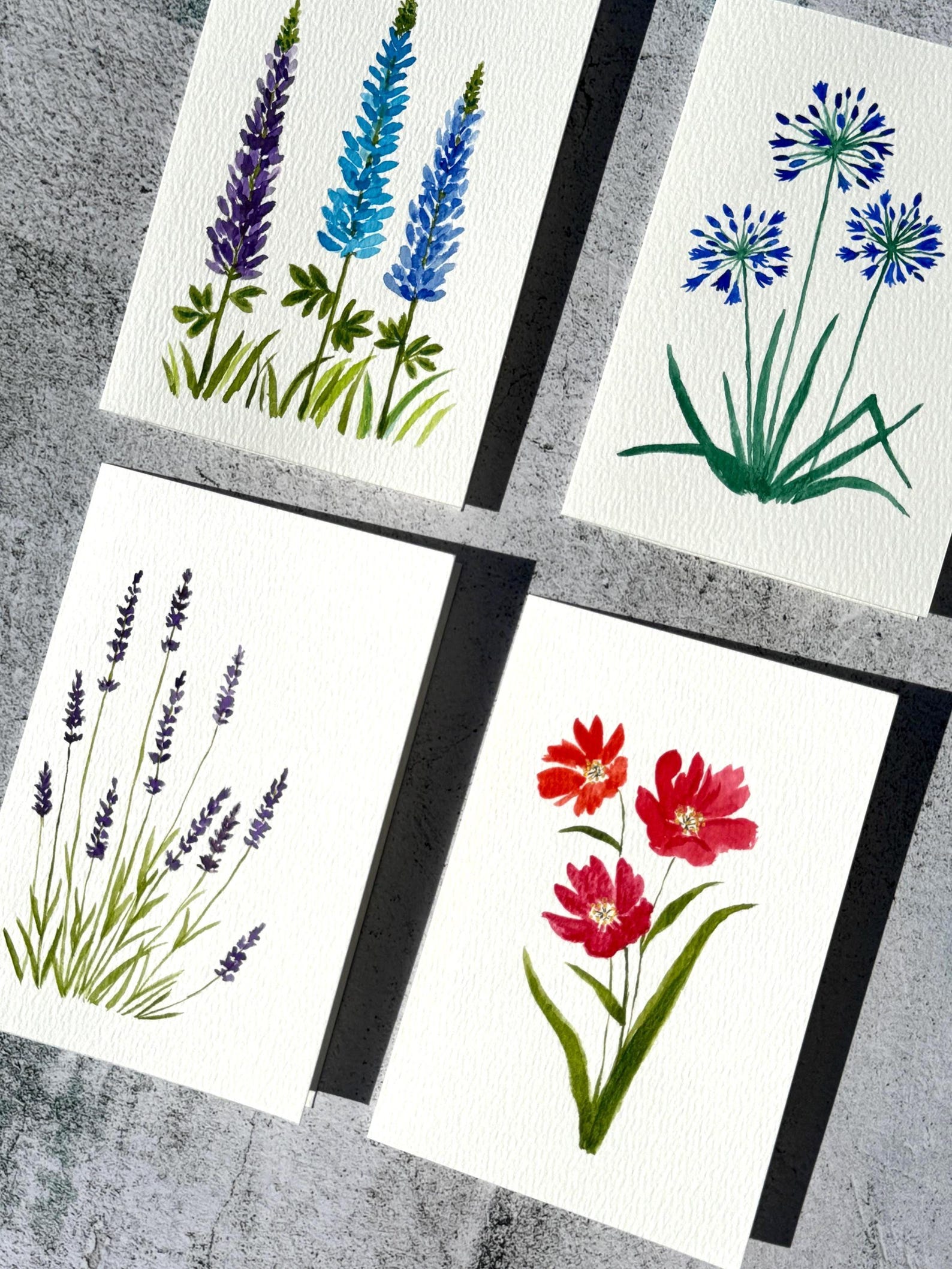 Set of Original Hand Painted Watercolor Cards 4 or 8, All Occasion ...