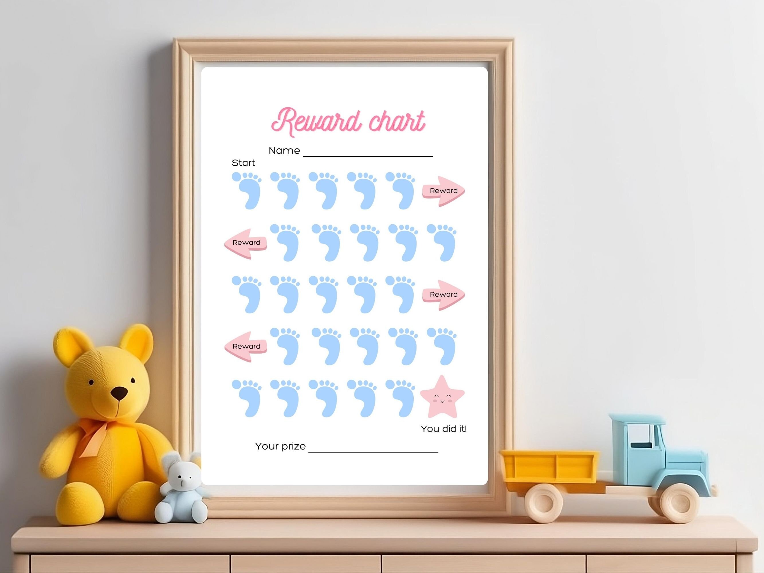 Printable Footprints Reward Chart, Behavior Chart, Daily Chore Chart