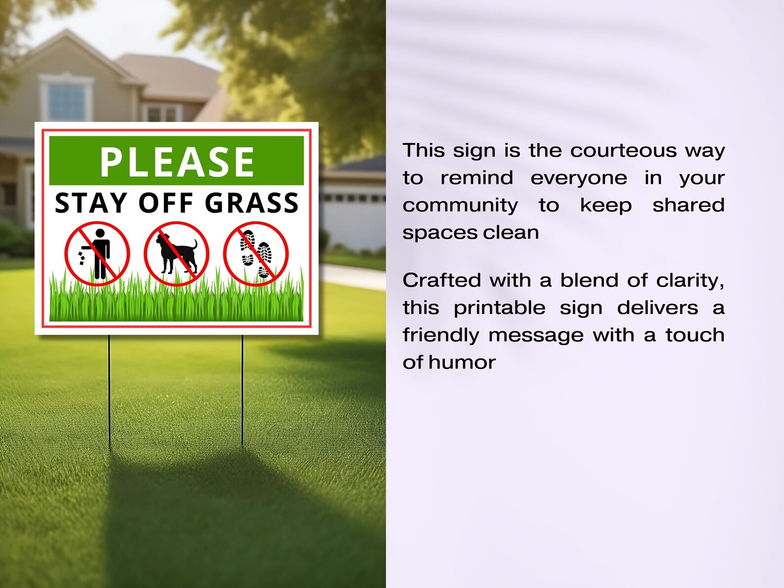 Please Stay off Grass Sign, Printable Lawn Sign, Yard Keep Out Sign ...
