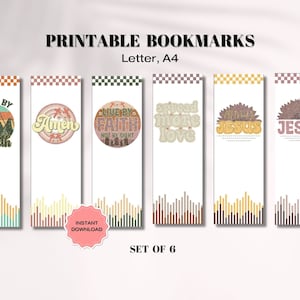 Vintage Bible Bookmarks Bundle, Jesus Bookmark PDF, Printable Christian Bookmarks, Retro Religious Bookmark, Bible School Gifts, Church Gift