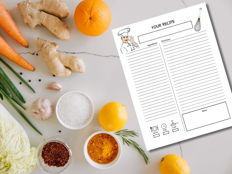 Fillable Recipe Template, Recipe Card, Printable Recipe Page, Recipe ...