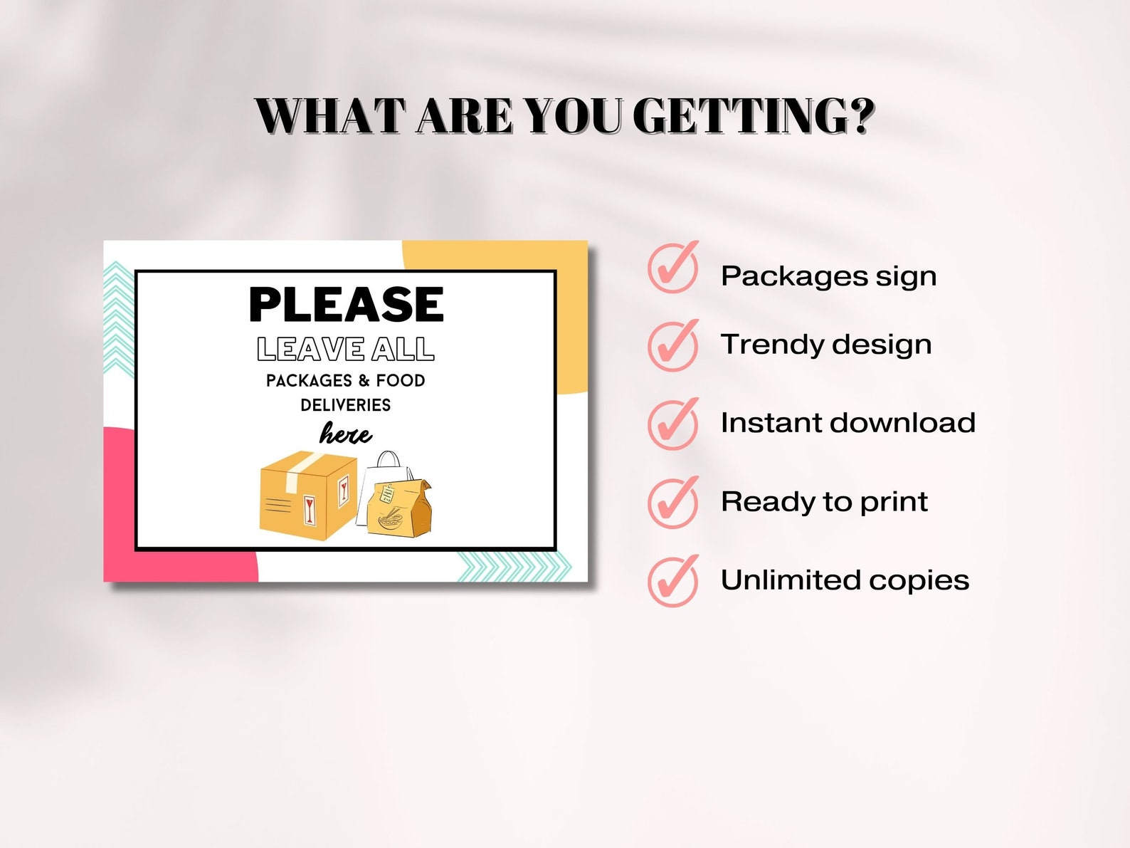 Printable Package Area Sign, Please Leave Packages and Food Deliveries ...
