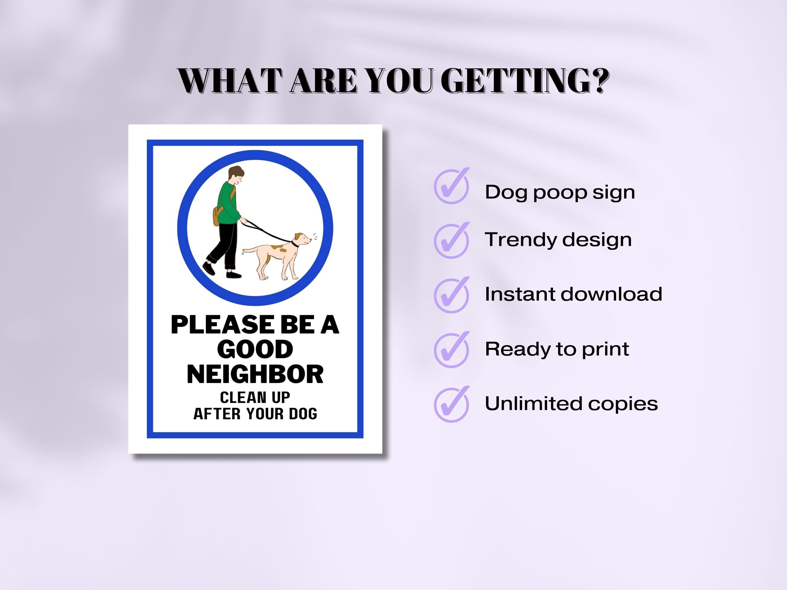 Cartello In Metallo Per Giardino 'Be A Good Neighbor' – 12,4 X 25,4 Cm, Con Fori E Corda, Per Ricordare Di Pulire Dopo Il Cane, Regalo Divertente