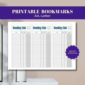 Printable Reading Club Bookmark, Library Card Bookmark PDF, Digital ...