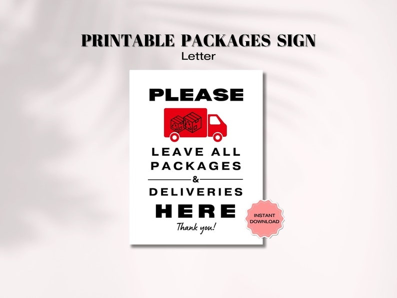 Please Leave Packages Here Printable Sign, Shipping Items Drop off ...