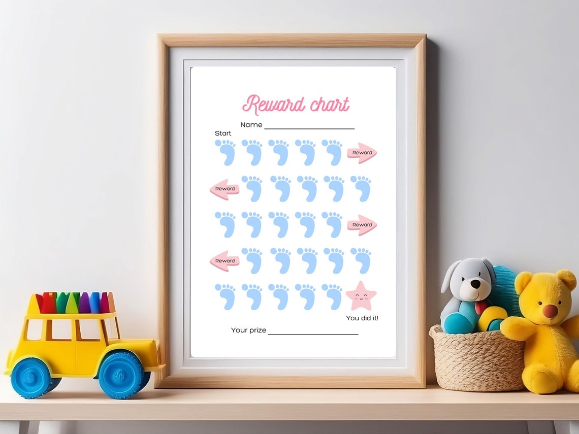 Printable Footprints Reward Chart, Behavior Chart, Daily Chore Chart