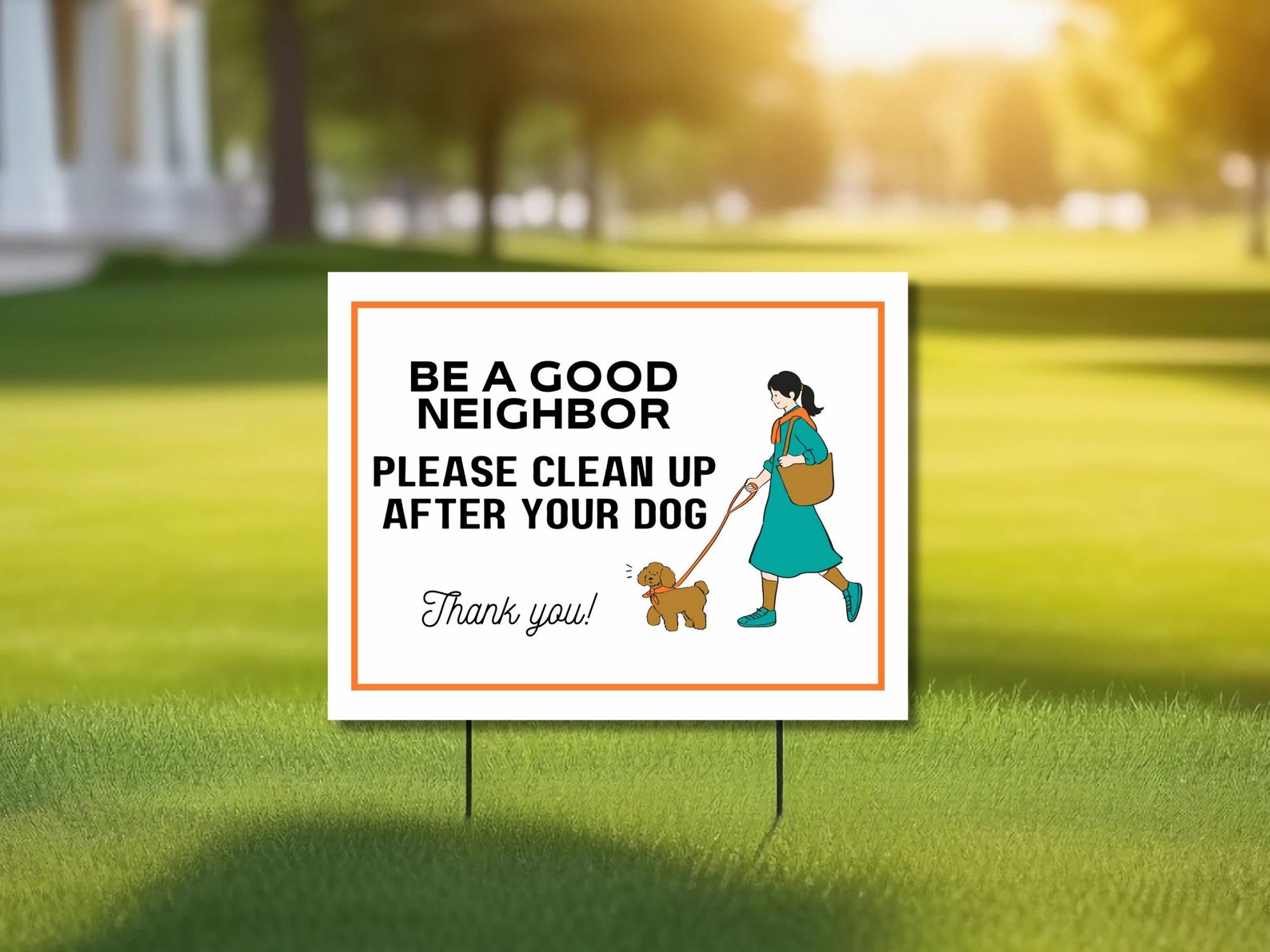 Metallschild 'Be A Good Neighbor - Clean Up After Your Dog' 13x26 Cm Für Garten & Hof