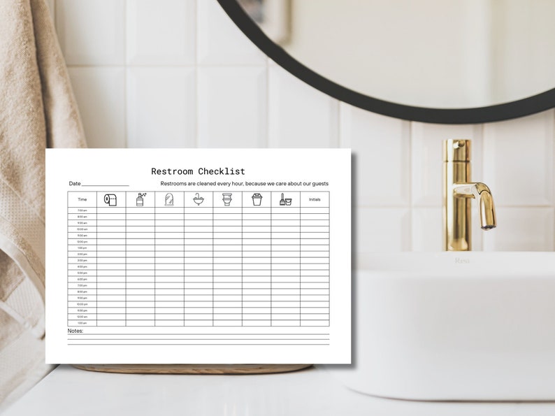 Restroom Checklist.pdf Restroom Cleaning Check List PDF, Cleaning Log Digital, Printable ...