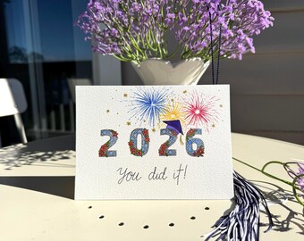 You Did It Graduation Greeting Card, High School Graduation 2026, Congratulations, Congrats, Original Hand-Painted Watercolor, Blank Inside