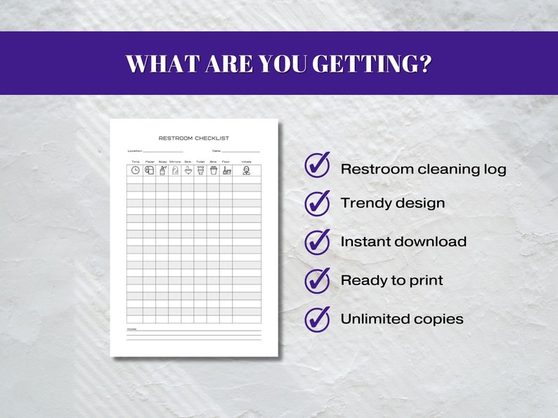 Restroom Use Log Restroom Checklist, Bathroom Cleaning Log Printable, Restroom Cleaning ...