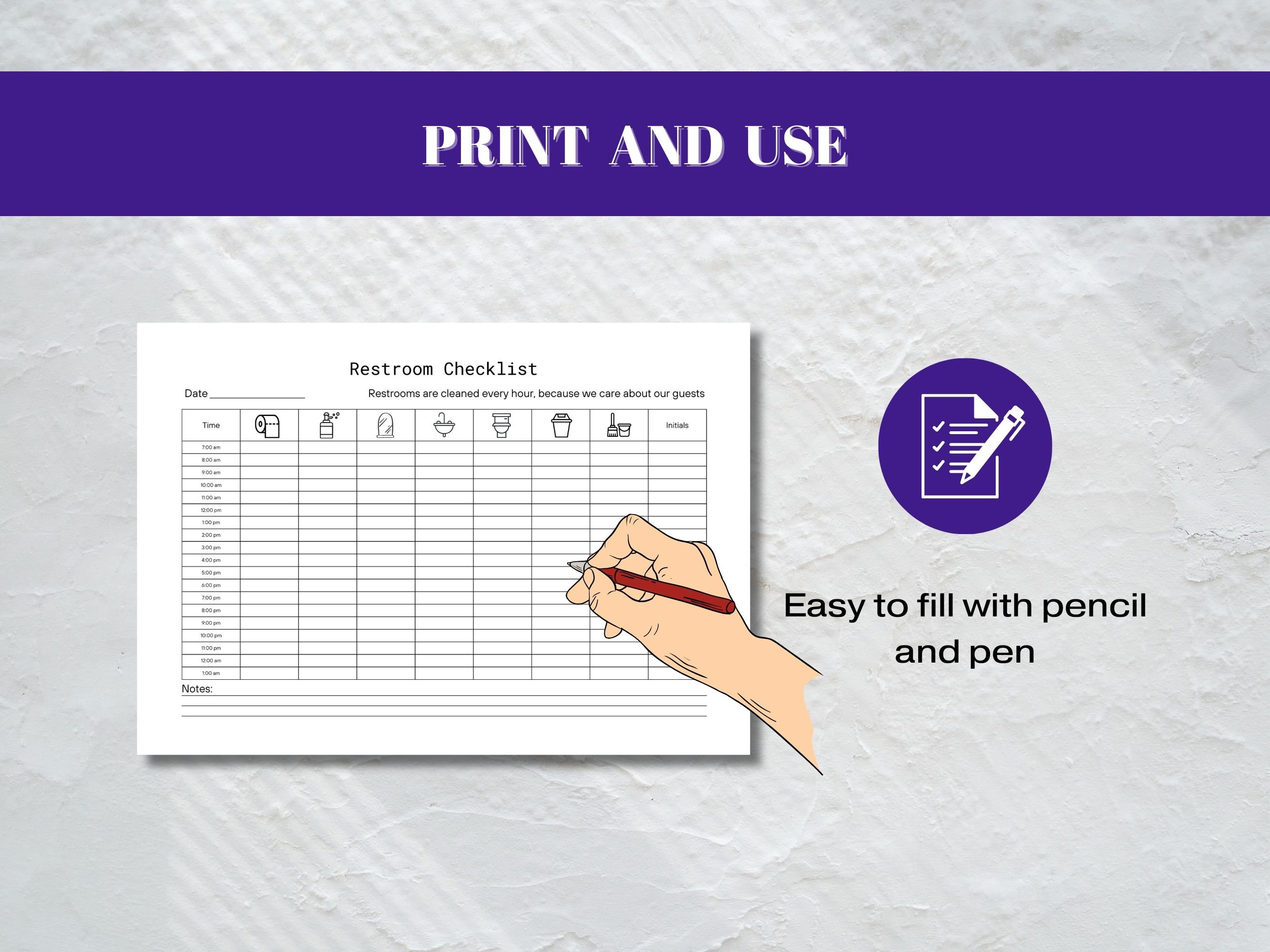 Restroom Checklist.pdf Restroom Cleaning Check List PDF, Cleaning Log Digital, Printable ...
