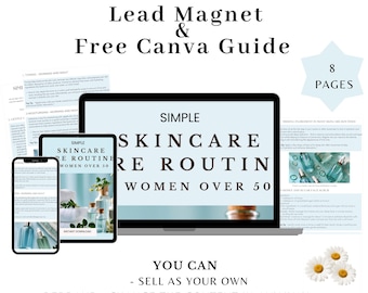 Skincare Lead Magnet Aqua Blue  Template for Beauty & Wellness Businesses,  PLR,  Content included,  Images Included