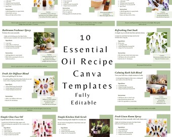 Essential Oil Recipe Canva Templates for Everyday Wellness | Editable Holistic | Aromatherapy  | Wellness Businesses