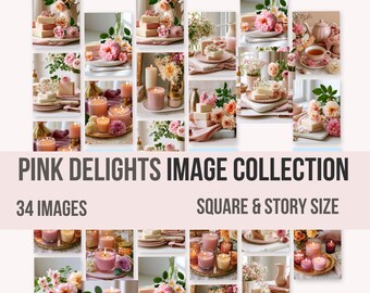 Soap, Candle , Tea Stock Images Bundle | Pink Delight  | 34 Feminine / Direct sellers Social Media / Candle and Soap Business