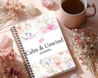 Printable Journal for Women Calm and Unwind  | Self Care | Stress Relief Journal | Daily Reflection | Mindfulness Planner | Instant Download