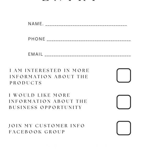 Entry Form for prize giveaways,  Direct Sellers Resource