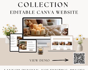 Handmade Candle  Business  Website  / Landing Page - Canva Editable One Page Website -Beginner Friendly /