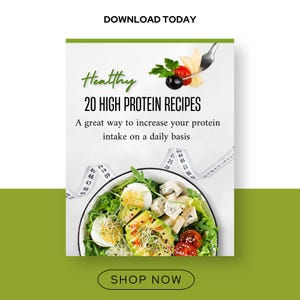 20 High Protein Recipe Ebook | Easy, Healthy Recipes for Fitness, Weight Loss, & Meal Prep | Instant Download | High Protein Recipes