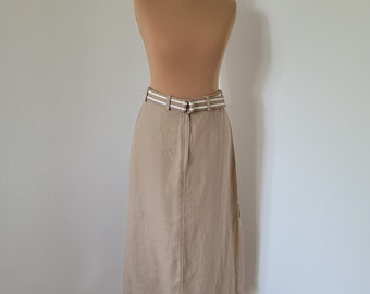 Linen skirt with belt, 38 IT, 34 FR, 90's