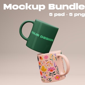 White Ceramic Mug Mockup Bundle: 11oz PSD Smart Object (Digital Download)