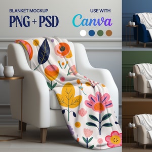 Blanket Mockup, Velveteen Blanket Mockup, Throw Blanket Mock up, Canva Drag & Drop Mockup, Canva PNG Overlay Blanket Mockup
