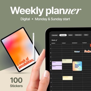 Weekly Planner, Digital Planner for Goodnotes & Notability on iPad, Undated Weekly  Planner, Hyperlinked Planner, PDF Planner