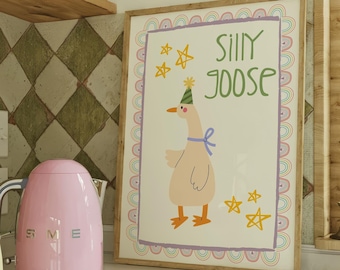 Alberne Gans Druck, Wohnung Dekor, Trendige Wandkunst, Retro Wandkunst, Schrullig Wand, Kinderzimmer Kunst, Cottage Kern Dekor, DRUCKBAR