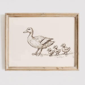 Woodland Duck Illustration – Adorable Animal Nursery Art, Earthy Baby Room Print, Rustic Farmhouse Kids Decor