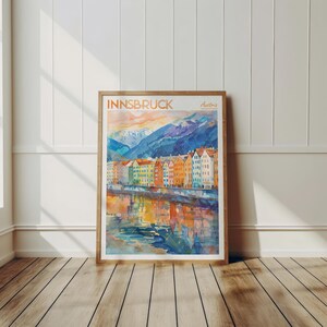 a painting on a wall with a wooden floor