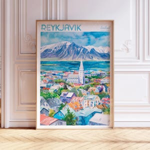 Reykjavik Watercolor Poster - Reykjavik Wall Art - Iceland Travel Poster - Printable City Poster - Pastel Colors Travel Poster