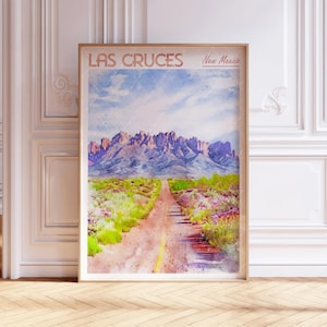 Las Cruces Watercolor Art Print - Las Cruces City Print - New Mexico USA Travel Poster - World Cities Wall Art - Pastel Colors Travel Art