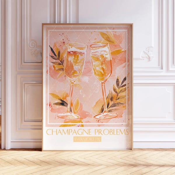 Poster della canzone Champagne Problems, stampa della canzone sottile, acquerello, pittura a parete, toni pastello tenui, regalo per gli appassionati di musica