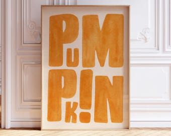 Retro Pumpkin Wall Art – Fall Autumn Printable Decor, Halloween Pumpkin Print, Thanksgiving Harvest Poster Digital Download