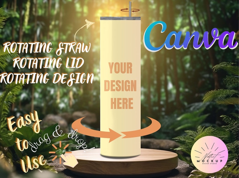 8 Realistic Rotating Tumbler Easy to Use Mockup ,20oz Rotating Tumbler