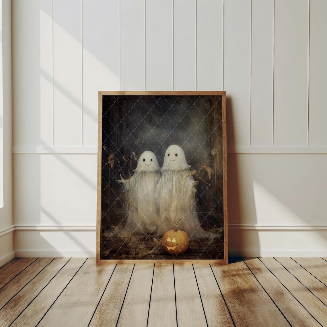 UNFRAMED Sheeted Ghost Art Print,halloween Vintage Wall Art,spooky Wall ...