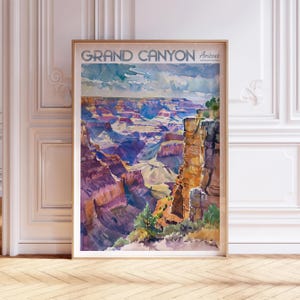 Grand Canyon Watercolor Art Print - Grand Canyon National Park Print - Arizona Travel Poster - World Cities Wall Art - Pastel Colors