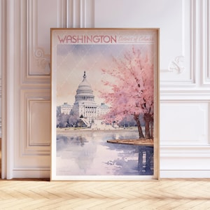 Washington DC City Watercolor Poster - Washington USA Travel Art - City Wall Decor - United States Travel Print - Pastel Colors Poster