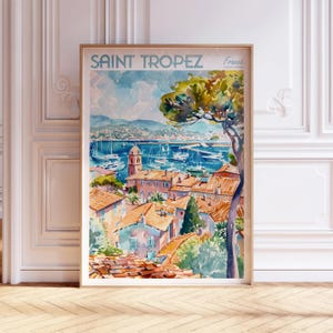 Saint Tropez Watercolor Poster - Saint Tropez Wall Art - France Travel Poster - Printable City Poster - Pastel Colors Travel Poster