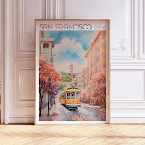 San Francisco Watercolor Art Print - San Francisco Print - Cailfornia Travel Poster - World Cities Wall Art - Pastel Colors Travel Art
