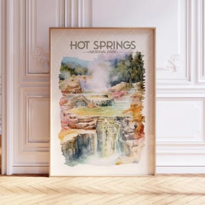 Hot Springs National Park Watercolor Travel Poster - US National Parks - Soft Pastel Tones - Colorful Landscape Wall Art