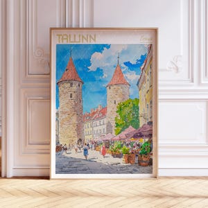 Tallinn Watercolor Art Print - Estonia Print - Estonia Travel Poster - World Cities Wall Art - Pastel Colors Travel Art
