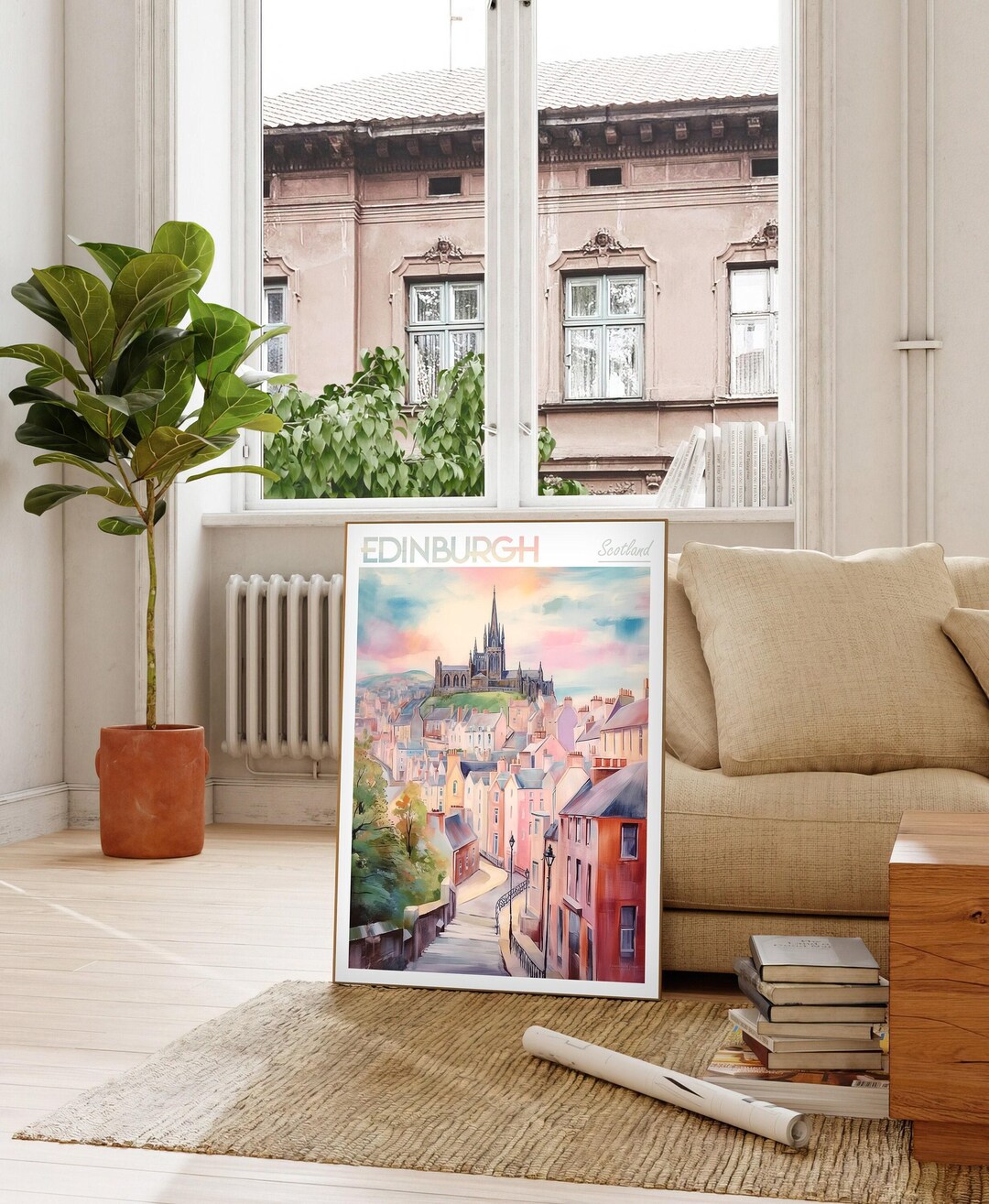 Edinburgh City Watercolor Poster - Scotland Travel Art - Scotland Wall ...