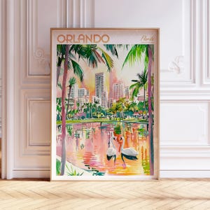 Orlando Watercolor Poster - Orlando Wall Art - Florida Travel Poster - Printable City Poster - Pastel Colors Travel Poster