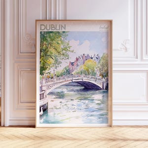 Dublin Watercolor Art Print - Ireland Print - Europe Travel Poster - World Cities Wall Art - Pastel Colors Travel Art