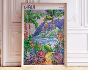 マウイの水彩画アートプリント - マウイ島のプリント - ハワイ旅行