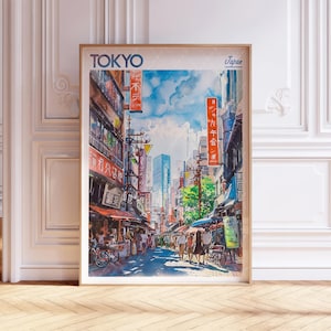 Tokyo Watercolor Wall Art - Tokyo Print - Japan Travel Poster - World Cities Wall Art - Pastel Colors Travel Art