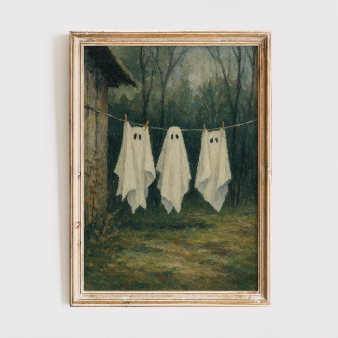 Vintage Ghost Printable Wall Art, Spooky Halloween Decor, Moody Autumn ...