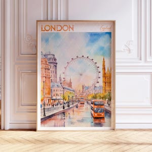 London Watercolor Art Print - London City Print - England Europe Travel Poster - World Cities Wall Art - Pastel Colors Travel Art