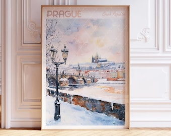 Prague Watercolor Poster - Prague Wall Art - Czech Republic Travel Poster - Printable City Poster - Pastel Colors Travel Poster